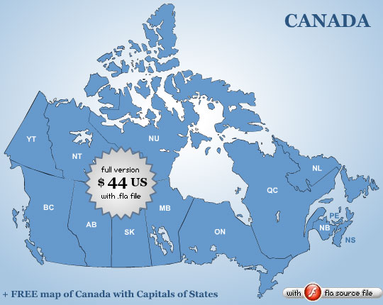 Screenshot of Canada Flash map with FLA source 1.0