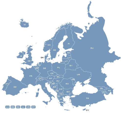 Europe Flash Map Locator for websites, presentations and more.