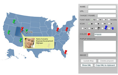 Click-and-Drag Map of USA screenshot