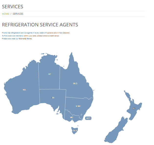 Pronto Refrigeration Map