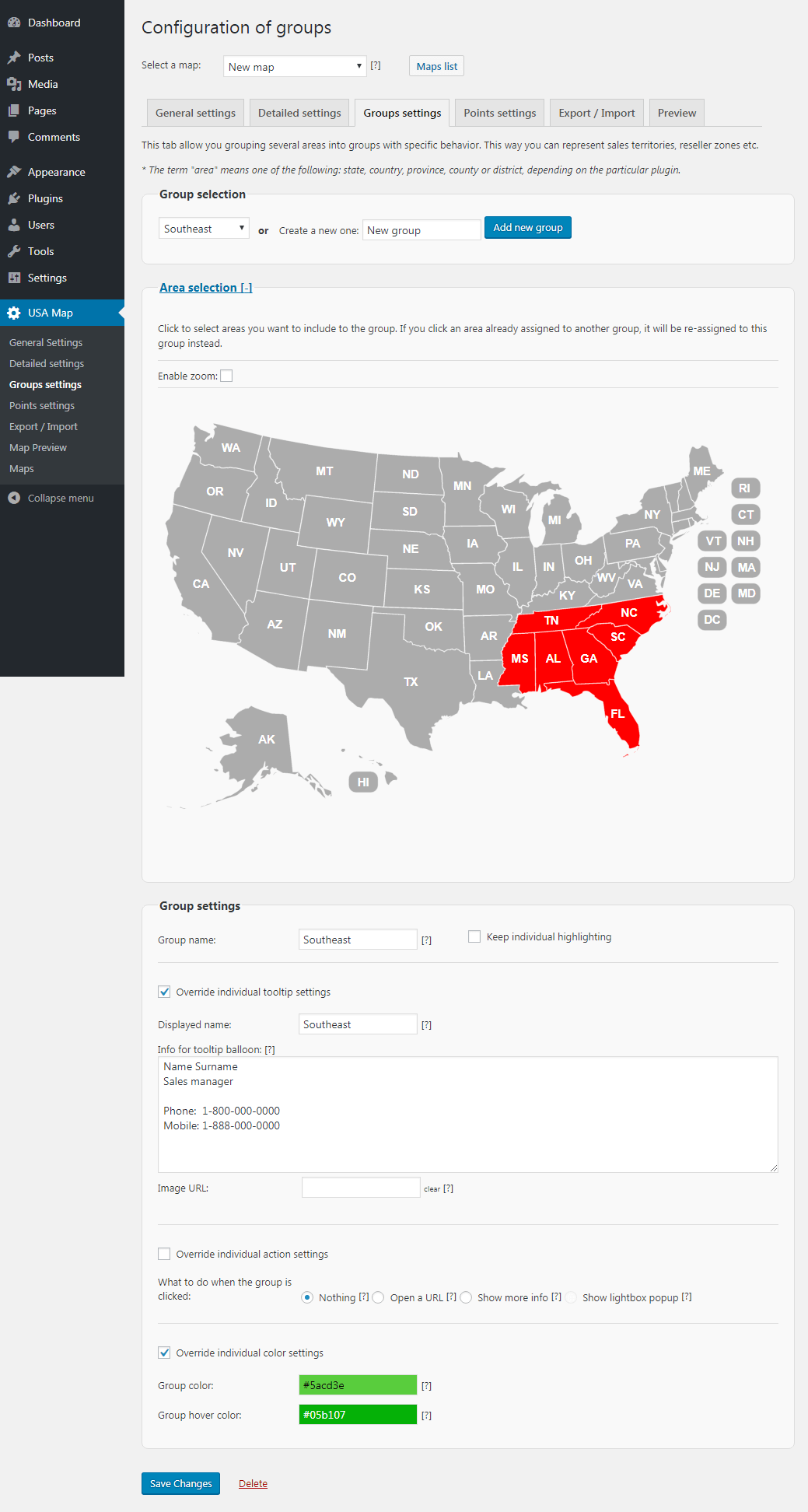 State group settings tab