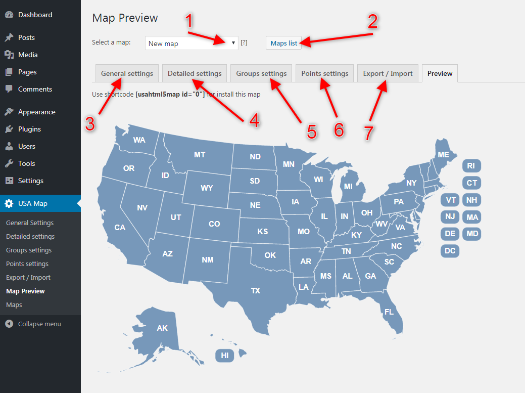 Tab map preview