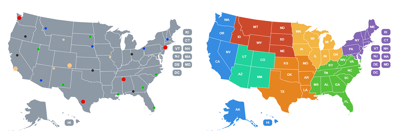 Interactive map of the USA