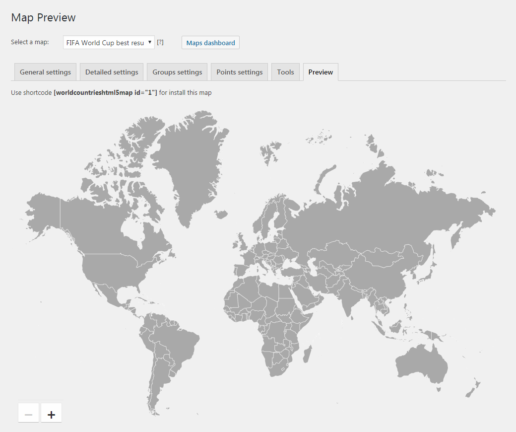 Preview tab with world map