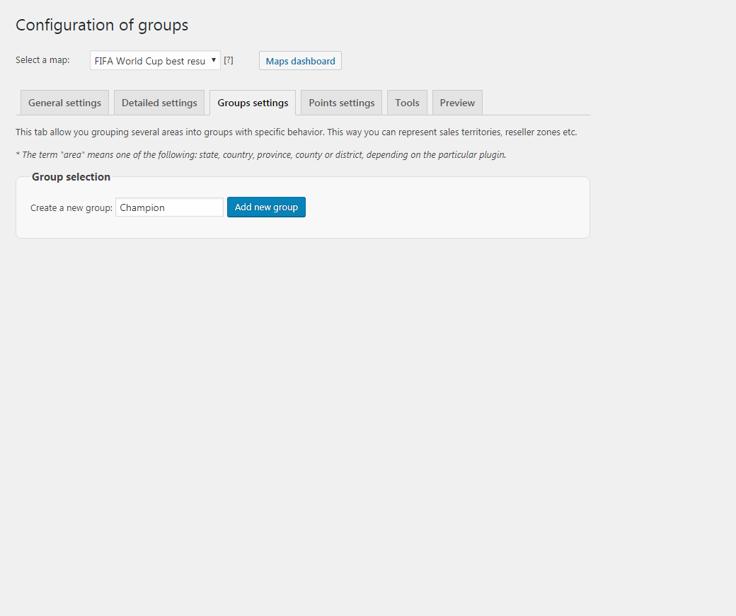 Create a group in the plugin