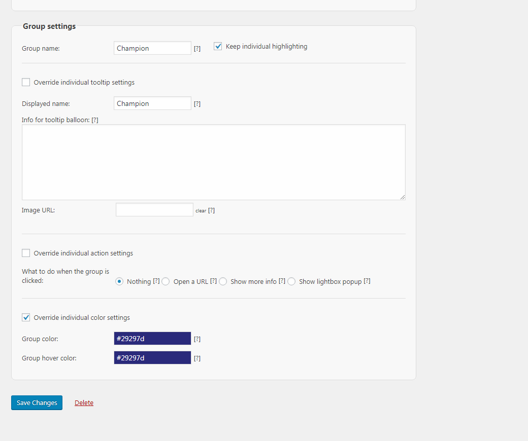 Group color settings