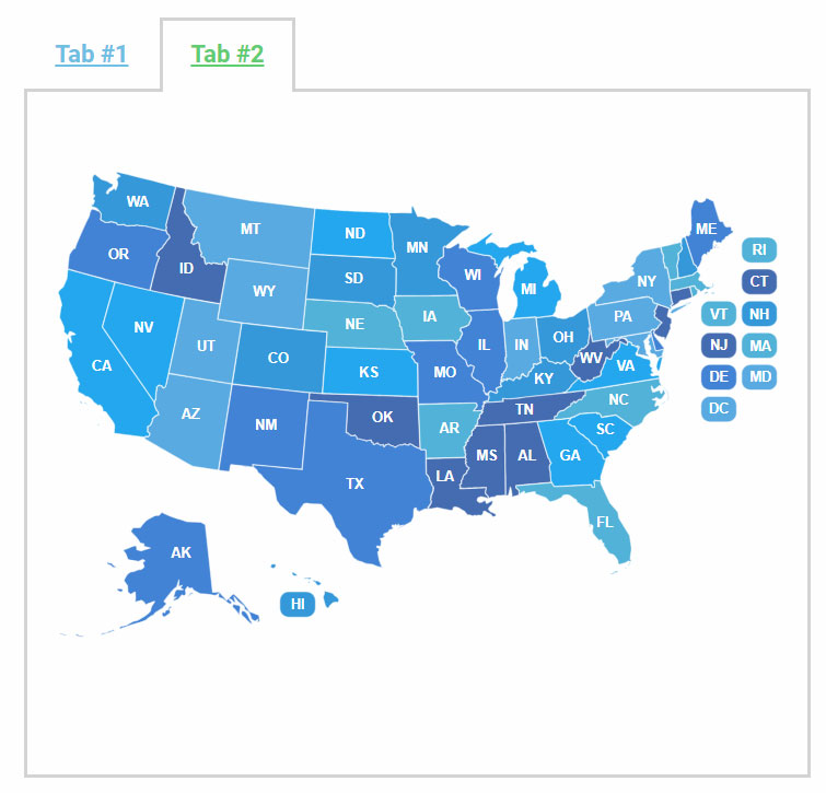 United States Map on Elementor tabs