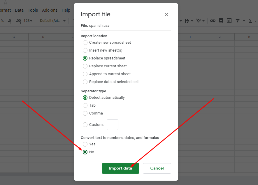 Import data