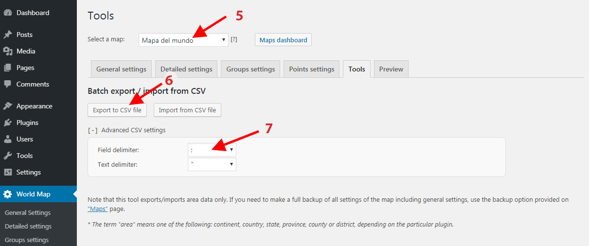 Export to CSV file