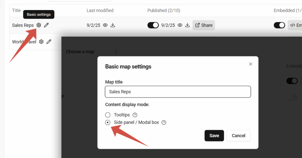 Basic settings - content display mode.