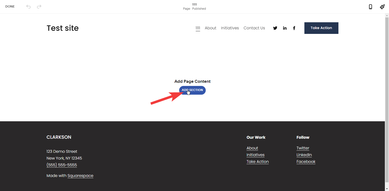 Add section button