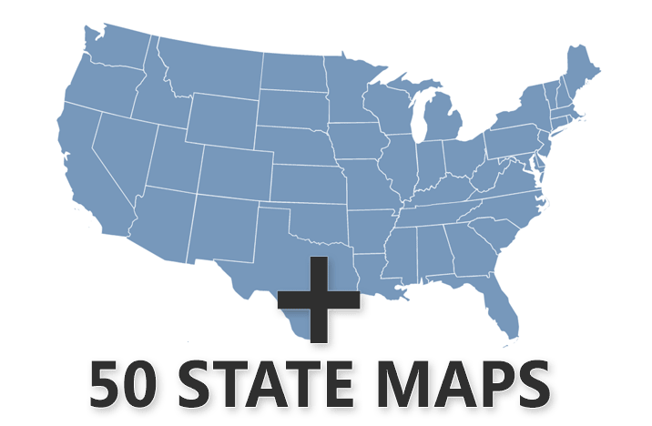 Bundle with U.S. map and 50 state maps