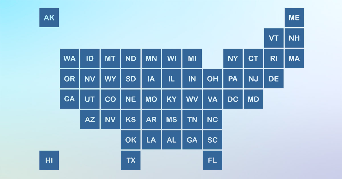Interactive Square Tile Grid Map of the USA for Data Visualization and ...