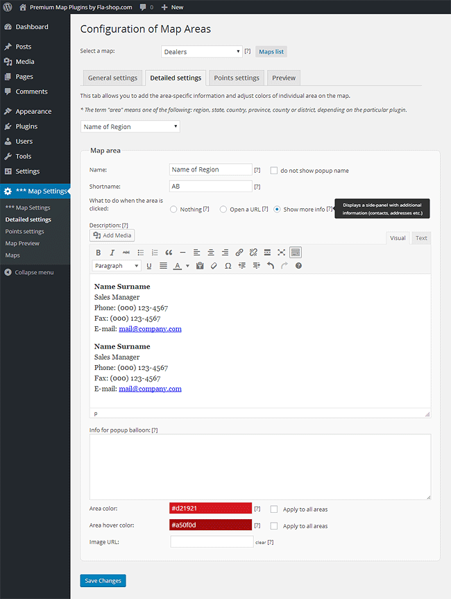 Sidebar content settings