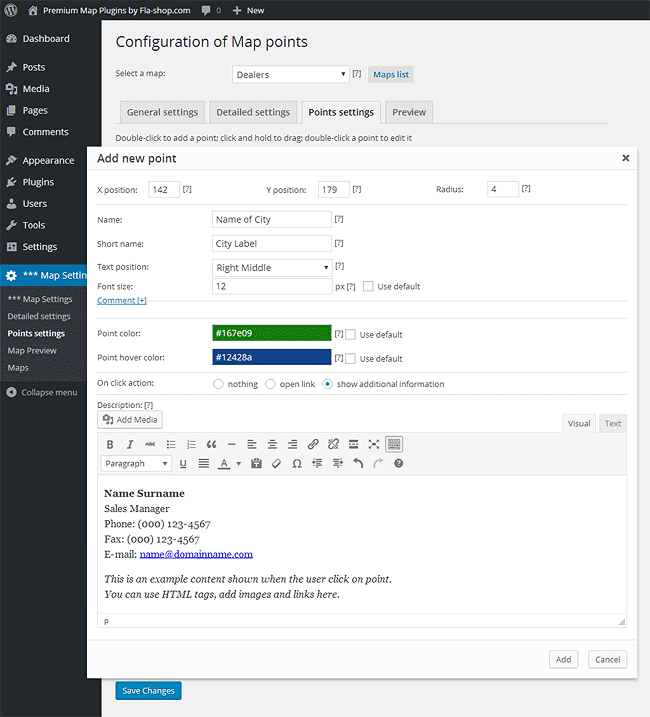 Point settings tab