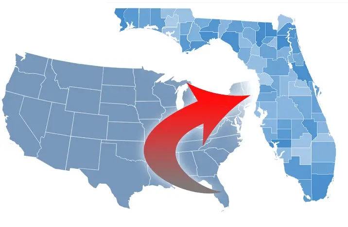 Map of US states and counties