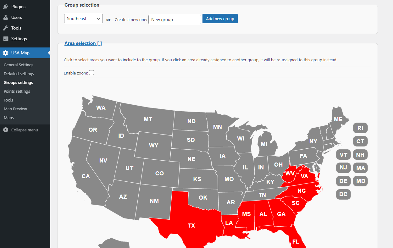 The Groups tab for merging states.