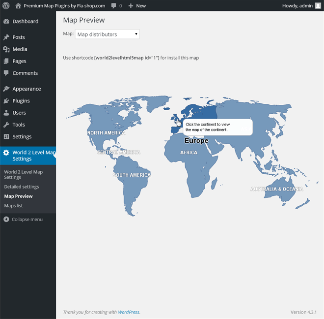 World Interactive HTML5 Map for WordPress