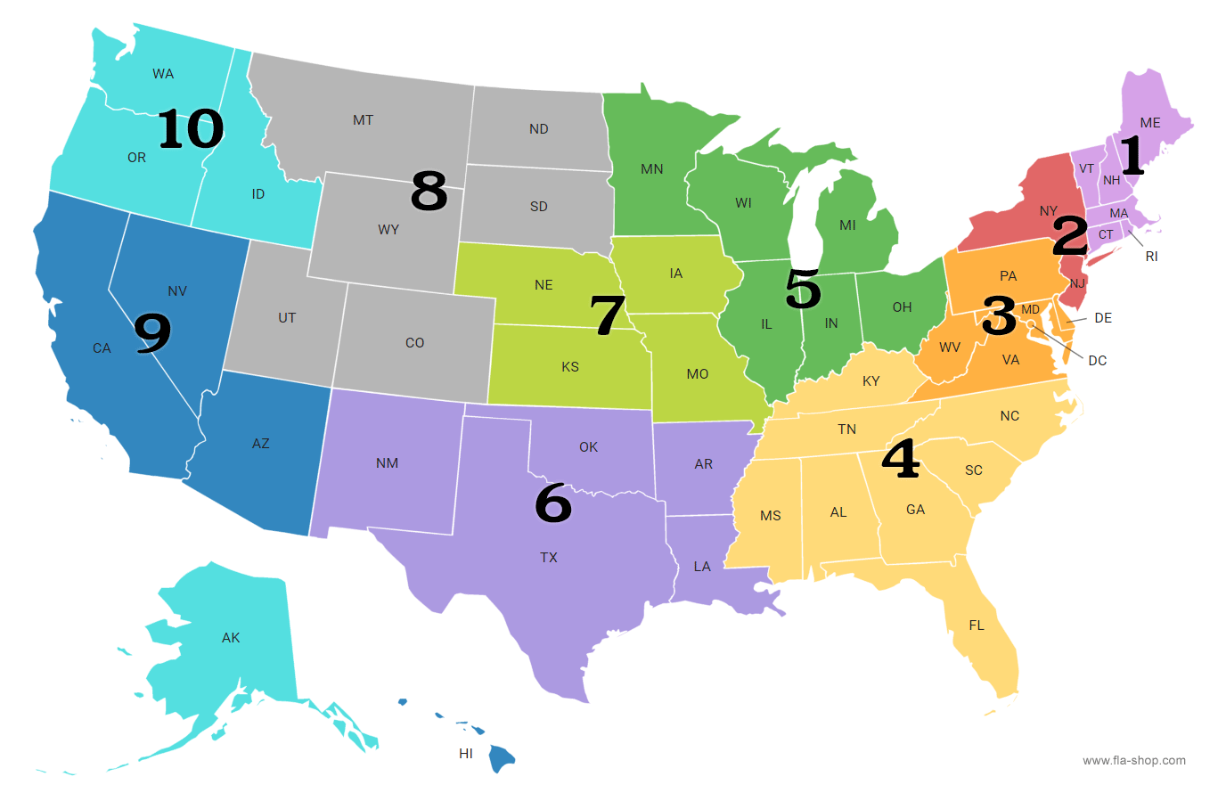 Regions Of United States Map