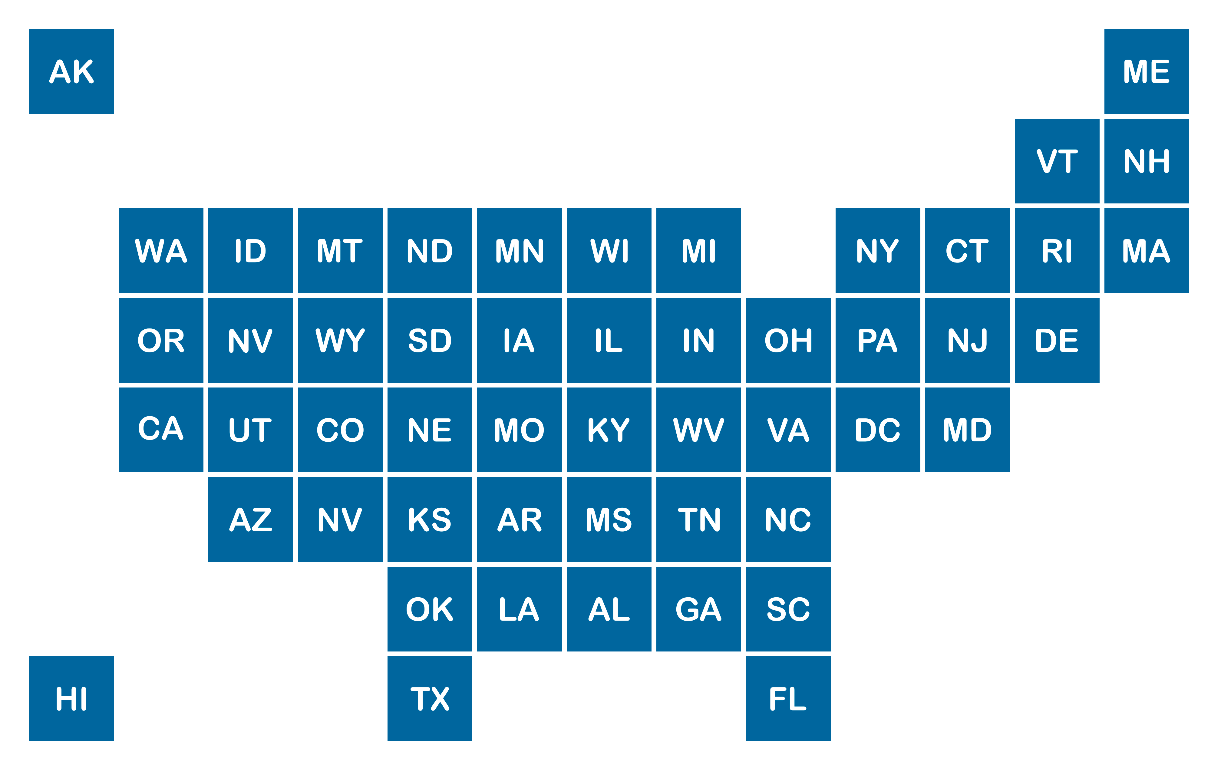 Square Tile Grid Map of the USA